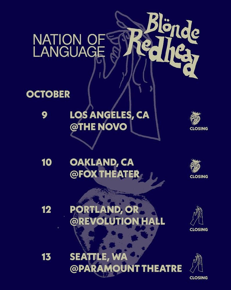 Tour news: Nation of Language / Blonde Redhead, Unwound, Gatecreeper, Pat Benatar, All Your Friends fest, more