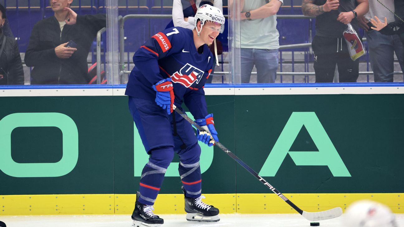 Tkachuk's 4 points lift U.S. into playoffs at worlds