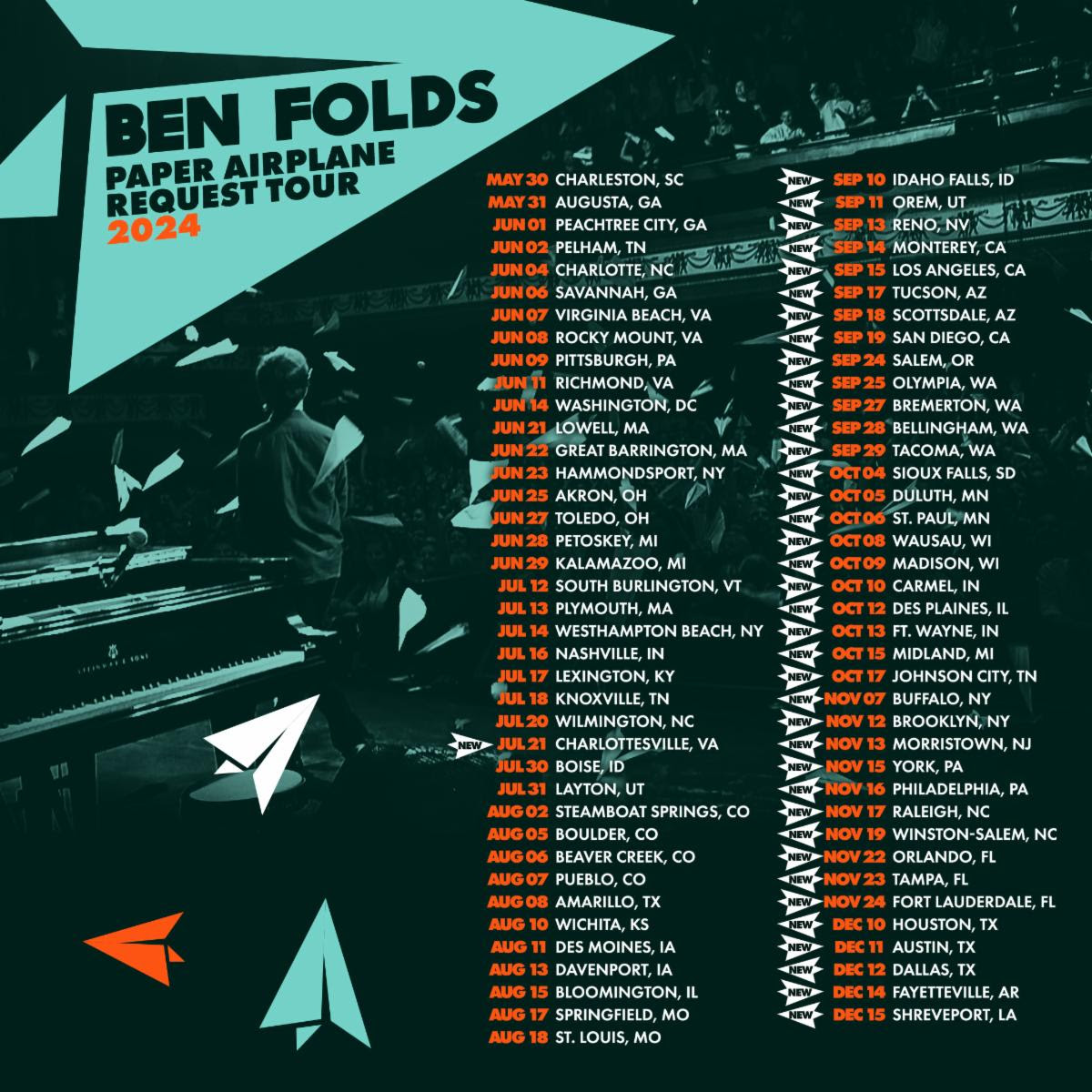 ben folds paper airplane request tour fall dates